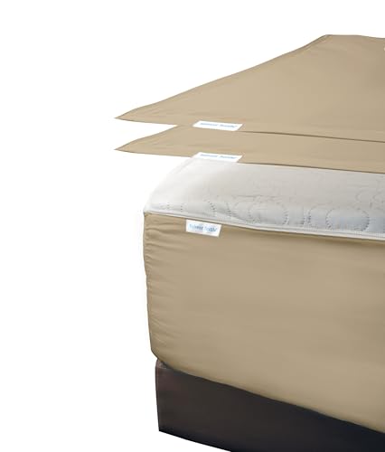 Zip On Fitted Sheet Full-XL Size Beige Color 600 TC Cotton 15" Deep