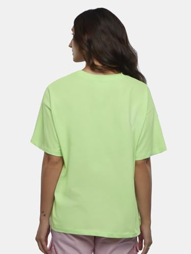 Image of The Souled Store Official Pink Panther: Thumbs Up Women and Girls Oversized fit Graphic Half Sleeve Cotton Green Color Women Oversized T-Shirts (216639)
