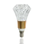 YELANGU Acrylic Crystal Bulb 5W Edison Screw Light 85-265V, 3000K Warm Light, E14 Base Professional Decorative lamp (1 Count E14-B009)