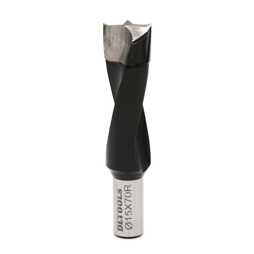 DLTOOLS Carbide Tipped Brad Point Boring Bits with Right Hand Rotation (R Dia(15mm) x Long(70mm) x Sh(20mm))