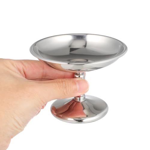 Image of Stainless Steel Dessert Cups, 2 Pcs 4 inch Sliver Footed Dessert Cups Mini Parfait Bowl for Sundae Snack Candy Fruit Ice Cream Pudding Yogurt Mousse Appetizer Bowl