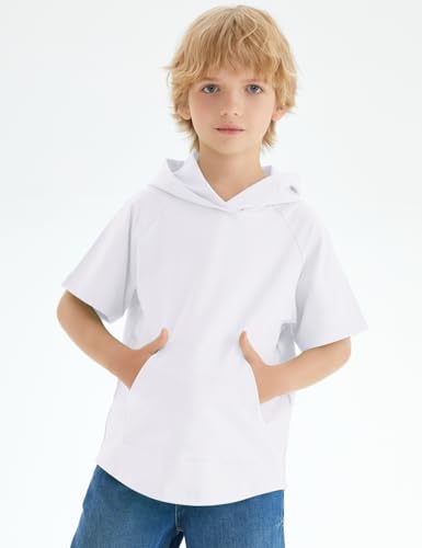 Image of Spring&Gege Boys Light Weight Short Sleeve Hoodie Casual Solid Pullover Hooded T-shirt with Pocket