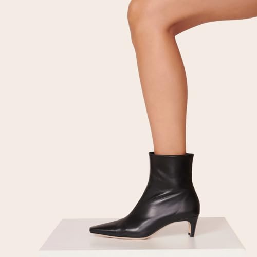 miss left Women Fashion Side Zipper Low Heel Ankle Boots Square Toe Ladies Winter Party Casual Walking Booties Size 4-16 US4