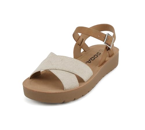 Soda “Chester-2” ~ Little Kids/Children/Girls Open Toe Crisscross Band Flat Sandal2