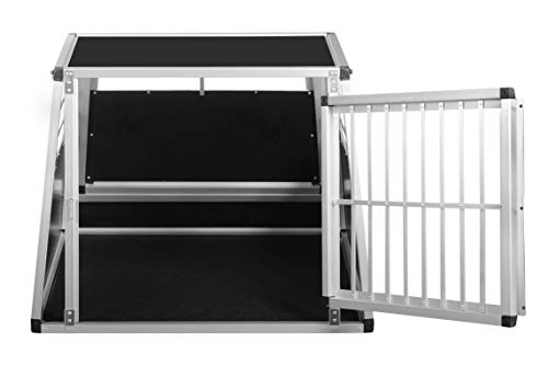 ALPUNA Transportbox N9 – Aluminium Hundebox 82×90×68 cm – Auto Hundebox mit Notausstieg, sicherer Hundetransport im Kofferraum