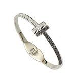 eeddoo® Damen Klapp Armreif aus Edelstahl in Bicolor Diamant Optik