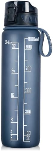 FULDENT Trinkflasche 1L Sport Wasserflasche [BPA Frei] Trinkflasche mit rutschfest Gummi Grip Geeignet für Die Fahrrad, Outdoor, Schule, Gym