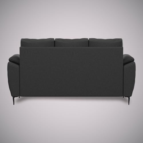 Image of Centuary Sleepables Modena Premium Sofa|Classy Quilted Suede Fabric Upholstery|Fiber-Filled Back Cushion|Wide Plush Fibrefilled Armrests|Ergonomic Lumbar Support |Charcoal Grey|3 Years Warranty