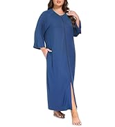 VintageClothing Women Zipper Front Robes Plus Size Long Housecoat Soft Modal Sleepwear Loungewear...