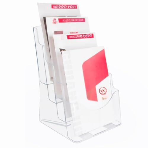 zjdgweh カタログ・POP広告スタンド 透明アクリル A4 A5縦型 パンフレット立て チラシ立て カタログラック 卓上用ディスプレイスタンド 店舗販促 オフィス 机上用品 お店 展示会 見本市 チラシケース おしゃれ 受付カウンター (A4,4段)