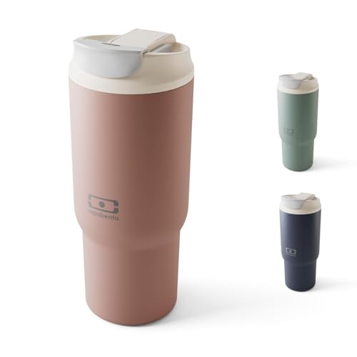 MONBENTO – Mug Isotherme Travel Mug L rose Moka – Tumbler avec Paille 600 ml – Garde les Boissons Chaudes/Froides – Gourde avec Bouchon Double Ouverture – Idéal pour le Café, Infusion, Thé Glacé