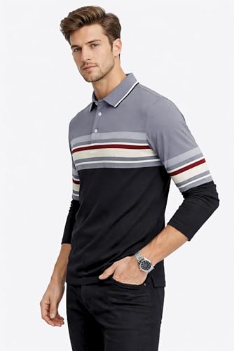Image of SANE ORIGINALS Full Sleeves Textured Polo Tshirt for Men with Pocket || Long Sleeves Collar and Pocket T-Shirt for Men