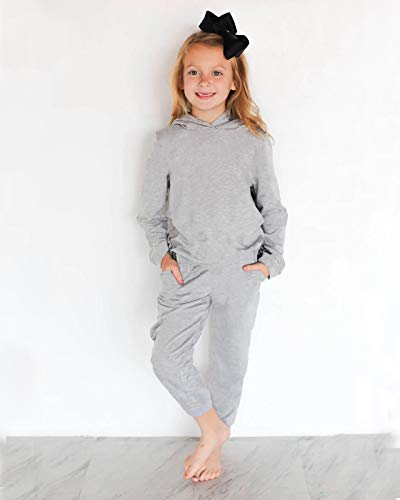 Girls Athletic Clothing Sets Kids Long Sleeve Pullover Hoodie Sweat Shirt Joggers Pants Set Sweatsuit 2 Piece Outfits Active Tracksuit Grey, Xl #TOP1