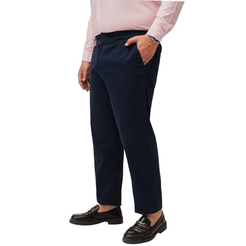 Image of Plus Size Men Stretchable Chino Pants Pure Cotton Casual Trousers for Men