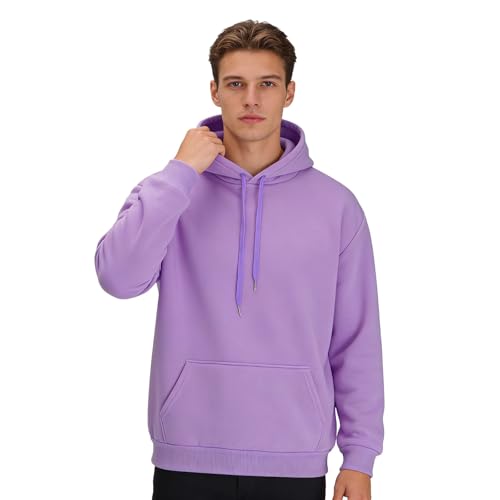 Sudadera con capucha corta unisex holgada color liso violeta claro XXXXXL