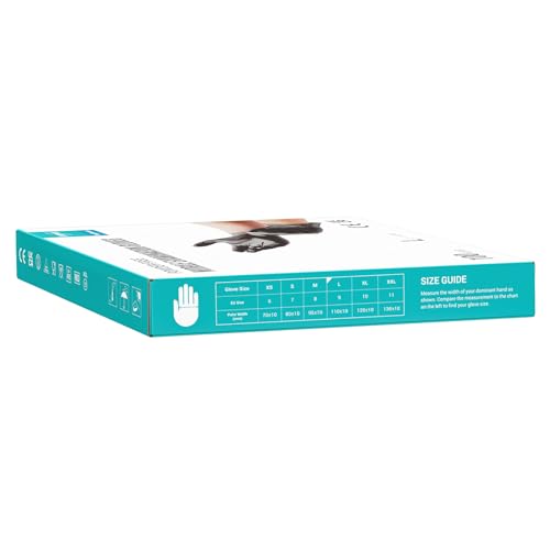 Foto von EUROPAPA 100x Nitrilhandschuhe Box Einweghandschuhe, Einmalhandschuhe, Untersuchungshandschuhe, Nitril Handschuhe, puderfrei, ohne Latex, unsteril, latexfrei, disposible gloves (L, Schwarz)