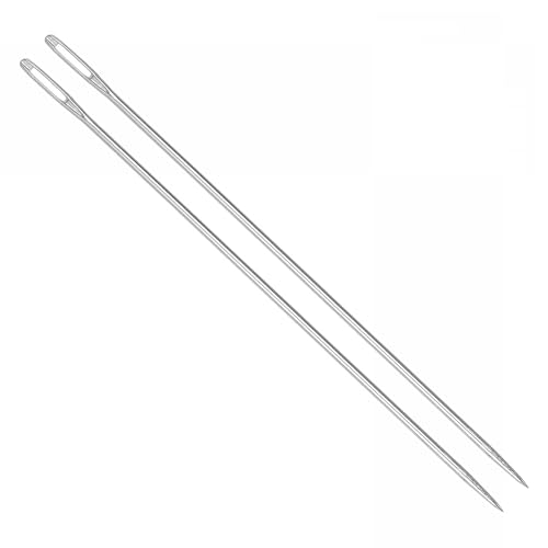Unifizz 5.91 inch Stainless Steel Long Straight Sewing Needles Big Eye Embroidery Beading Needles for DIY Craft Yarn 20Pcs
