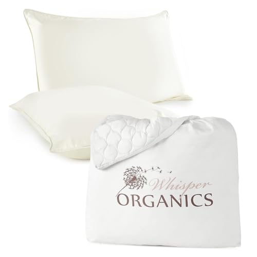 Image of Organic Cotton Pillow Protector (Ivory /Standard) Plus Organic Cotton Mattress Protector (White /Twin)