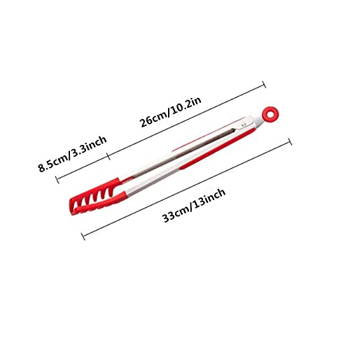 Red Stainless Steel Pasta Tong, Large 13" Stainless Steel Spaghetti Tongs, Comfortable Grip Design Pasta Server Utensil For Noodles Kitchen Cooking Baking Tools #TOP1