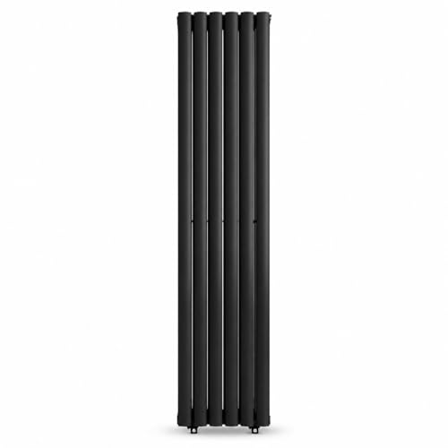 Image of The Radiator Hub AURA 1600 x 360mm Anthracite Double Oval Vertical Designer Radiator, Tall 6 Oval Column Tubes, Double Panel Wall Mounted Central Heating Radiator for Bathroom, Kitchen & Hallway
