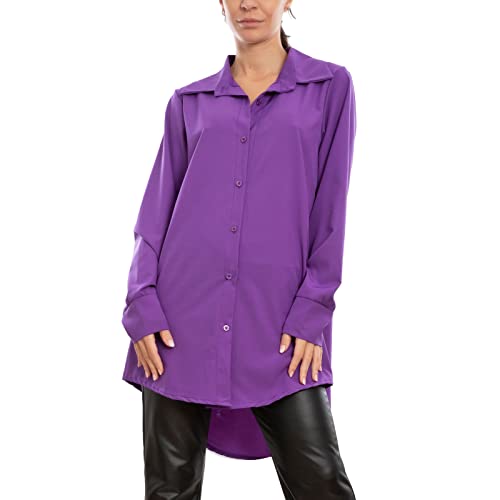 Stile Trendy: Questa camicia a maniche lunghe oversize è perfetta per un look casual e alla moda, offrendo una vestibilità rilassata che si adatta facilmente a diversi stili e occasioni.