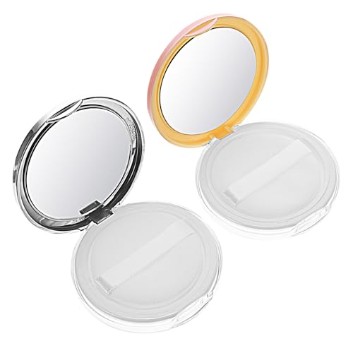 DECOMELODY 2個 携帯便利ポータブルパウダーケース 薄型メイクアップパウダーコンテナ 弾力ネット付き散粉ボックス 軽量収納 ランダムカラー