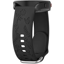 Flower Engraved Band for Garmin Vivoactive 6/5 / 3 Watch Band, Garmin Venu 2 Plus/Sq/Venu Watch Band, Soft Strap for Vivomove Sport, Vivoactive 3 Music, Forerunner 645/245 Music