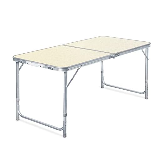Toboli Table de Camping Pliante, 1200 x 600 x 700 mm, Table Portable Blanche en MDF/alu, réglable en Hauteur 54/61/70 cm, extérieur, BBQ, fêtes, Barbecue, Pique-Nique