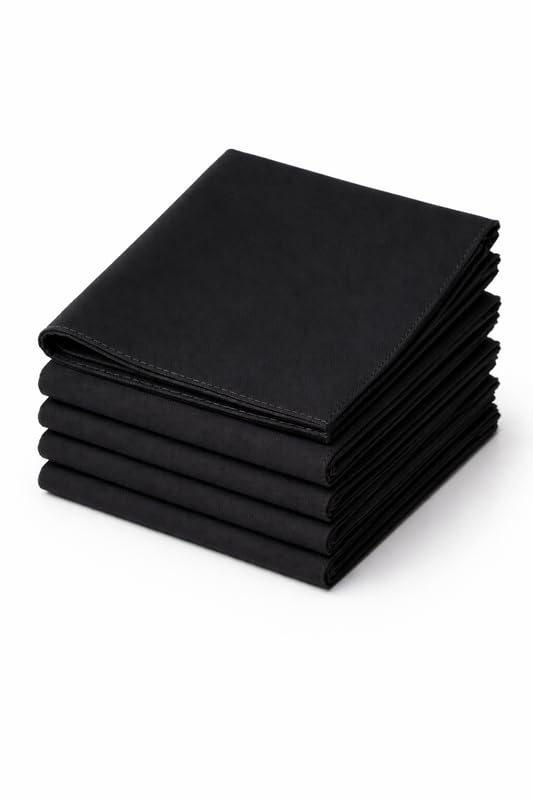 ketkar Cotton Handkerchief Pack of 6 for Men & Women | Soft & Highly Absorbent | Plain Solid Black | Reusable Rumal/Hanky-picture-16