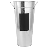 KaTiak Decorative Vase Flower Jug Vase Metal Metal Flower Vase Vintage Flower Barrel Hydroponics Flower Container Flower Display Bucket with Blackboard for Florist Flower Shop Garden Park 40cm Height