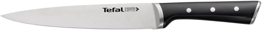 Tefal Ice Force Stainless Steel Slicing Knife - 20cm - Premium Design, Long Lasting Performance - K2320714, Silver/Black