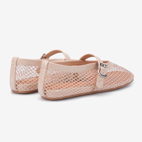 Adrizzlein Mesh Ballet Flats for Women Fishnet Ballerina Flats Buckle Strap Mesh Ballet Shoes Wide Width Casual Summer Dress Flat Shoes4