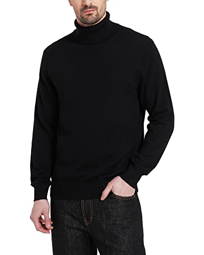 Kallspin Men's Turtle Neck Sweaters Wool Blended Lightweight Long Sleeve High Neck Pullovers