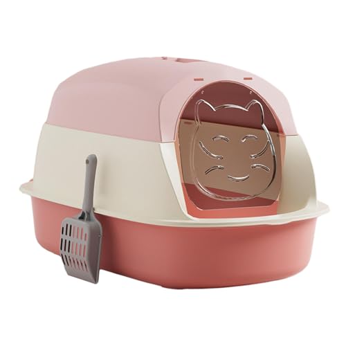 Hooded Cat Litter Boxes Hooded Cat Litter Tray Enclosed Cat Toilet Anti Splashing Cat Litter Tray Pet Litter Boxes, Pink