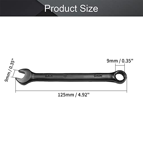 Utoolmart 9Mm Opening Combination Wrench, 12 Point Ratcheting Wrench, Cr-V Material With Black Electrophoresis Coating, 125Mm Length For Repair Industrial Usage #TOP1
