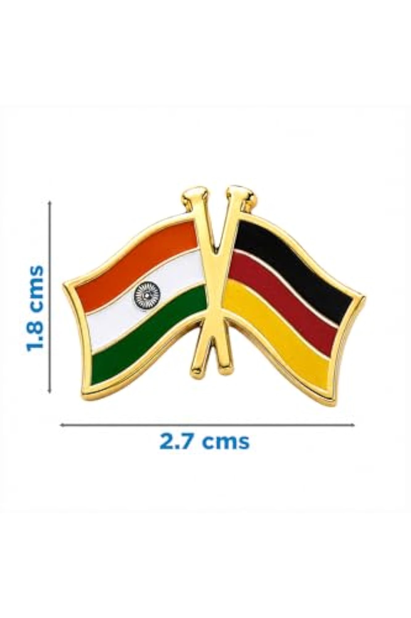 India-Germany Cross Brass Lapel Pin/Brooch