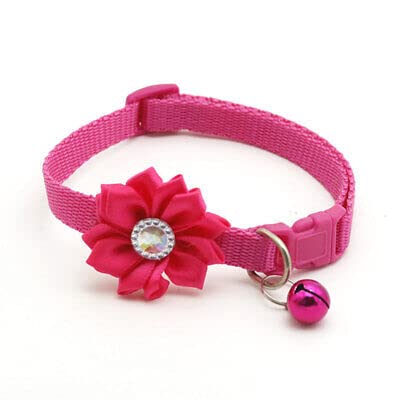 LitVibes Cat Collar Breakaway With Bell,Kitten & Small Dogs Soft Adjustable Collar Safe,Solid & Protection For Cats & Puppies,Cute Kitty Neckband With Flower Design-Dark Pink,?14 cm,W_2 cm (B0BNJ9MRV1) Amazon Price History, Amazon Price Tracker
