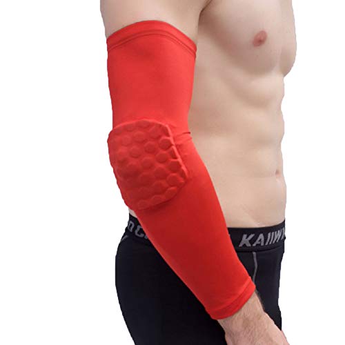 Workouty Arm Brace Elbow Pads Compression Sports Sleeves for Baseball Basketall Tennis Workout (Red, M)