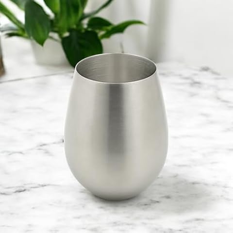 StainlessLUX 73343 Brushed Stainless Steel Tumbler/Glass Cup/Wine Glass - Quality Drinkware for your enjoyment Cover