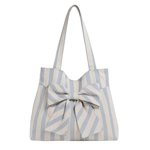 Bow Purse Oversized Stripped Tote Bag with Bowknots Large Bow Shoulder Bag Trendy Handbag Cute Gifts for Women