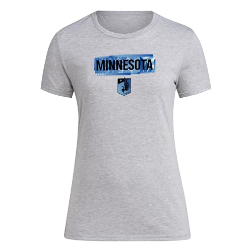 adidas Women's Minnesota United MLS Short Sleeve T-Shirt, Grey/Minnesota United, X-Small