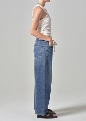 Mxiqqpltky Boyfriend Jeans for Women Drawstring Mom Jeans High Waisted Baggy Straight Wide Leg Denim Pants Y2k Streetwear2