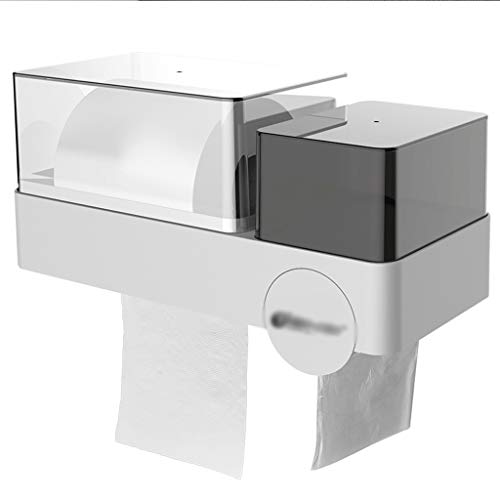 Preisvergleich Produktbild LEZDPP Toilettenpapierhalter Toilettenpapierhalter Wasserdicht Gewebe-Halter-Wand-Rollenhalter Box Schlauch-Aufbewahrungsbehälter Zubehör for das Badezimmer (Color : Gray)