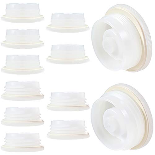 IMPRESA 2-Inch Bung Caps - 12-Pack - White Plastic Leak Protection with Plastic Gaskets - Universal Drum Caps for 15/30/55-Gallon Drums - Fine & Coarse Thread Bung Plugs with 3/4-In Knockout Ports