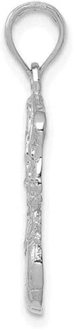 14K White Gold Basketball in Hoop Pendant Necklace with Chain - Image 3