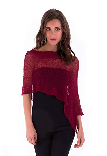 Image of SHU-SHI Womens Sheer Knit Poncho Shrug Lightweight Cover Up One Size Fits Most