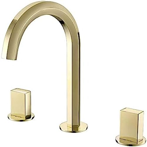 Robinet mitigeur lavabo 3 trous laiton mélangeur eau chaude froide or rose