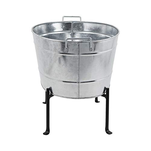 Achla Designs Classic Oval Galvanized Tub With Folding Stand, Galvanized Steel And Black, (C-51-S1) #TOP2
