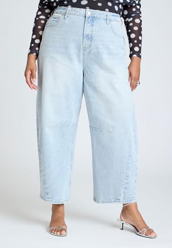 ELOQUII Women's Plus Size Dart Detail Barrel Leg Jean2