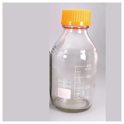 Bouteille de réactif laboratoire anti fuite bouchon bleu bouteille transparente